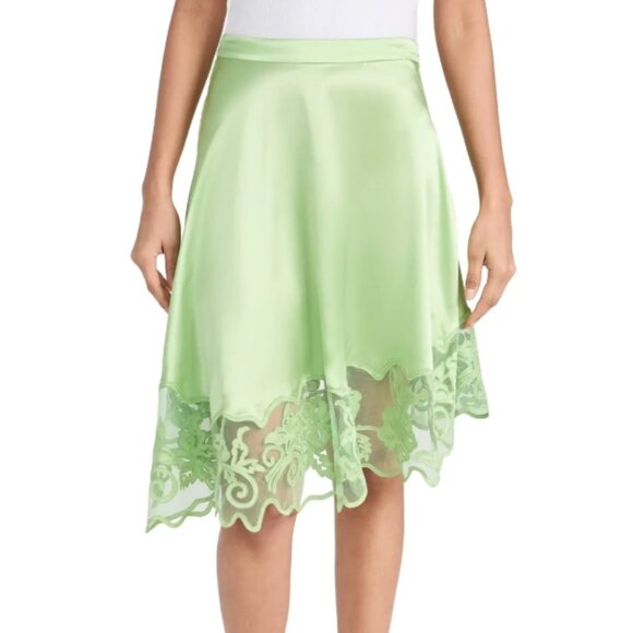 NWT ULLA JOHNSON Silk Avalon skirt in Celadon L $550 - Picture 7 of 10